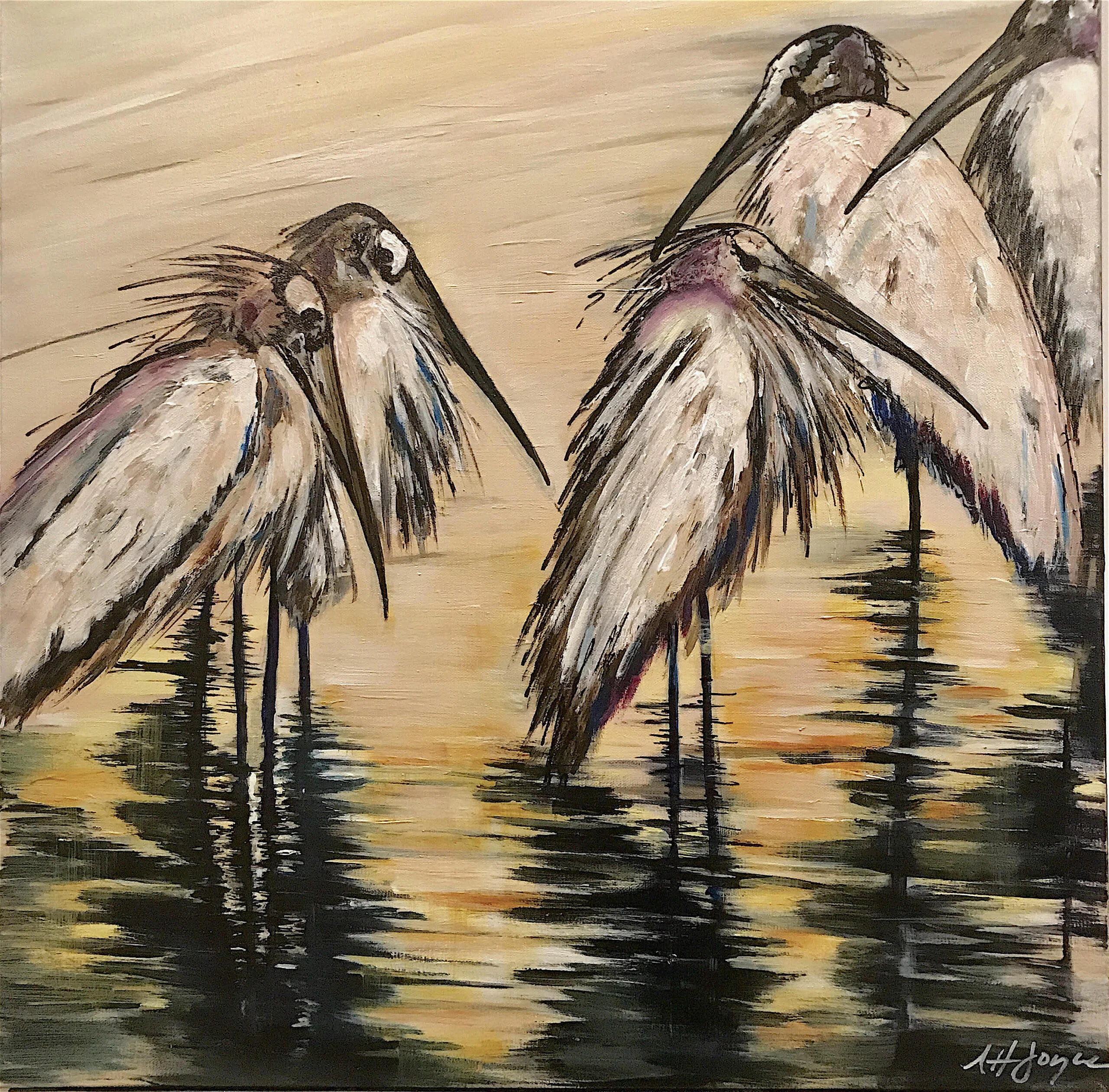 Reflections of Wood Storks