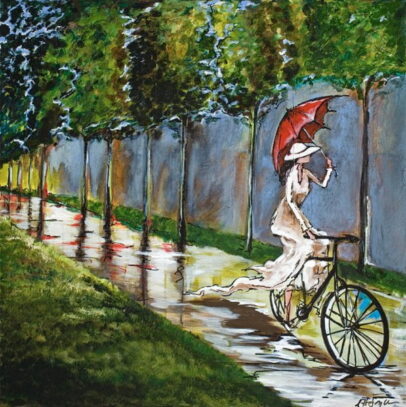 "Sunday Afternoon with Red Umbrella"