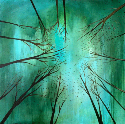 "Murmuration Above Trees"